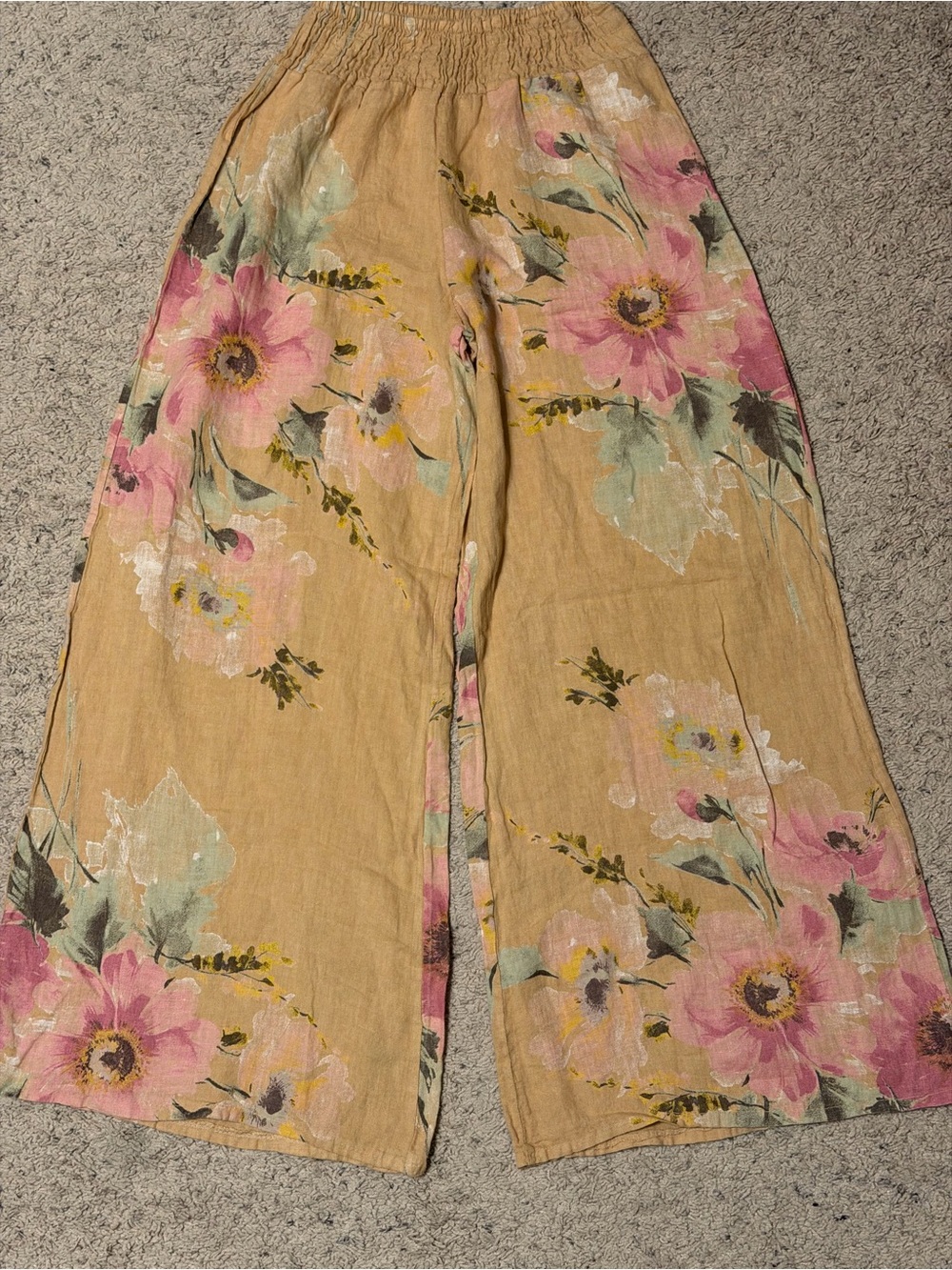 wide leg linen pants floral